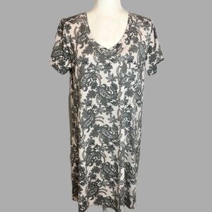 TAHARI Pale Pink Paisley Print Pajama Sleep Shirt Dress Size Medium